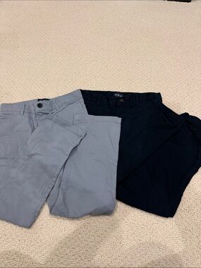 Bundle of 2: Boy’s Stretch Chino Pants - Light Gray & Navy
